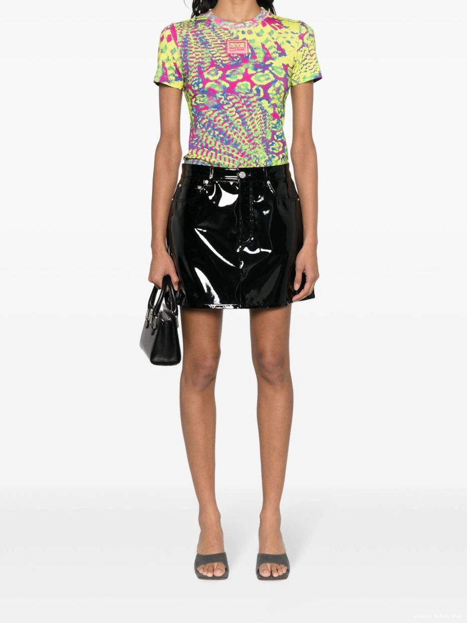 Cheap Versace Women printed cotton Couture Jeans T-shirt 0812